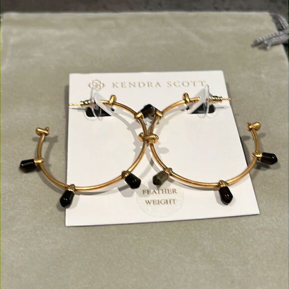 NWT KENDRA SCOTT Freida gold Plated Hoop Earrings B​ - Picture 2 of 3